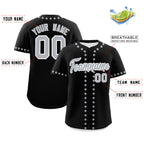 Custom Black Gray Star Ribbing Authentic Baseball Jersey