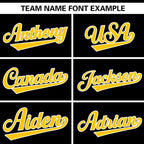 Custom Black Gold Gradient Side Personalized Star Pattern Authentic Baseball Jersey