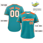 Custom Aqua Orange Gradient Side Personalized Star Pattern Authentic Baseball Jersey
