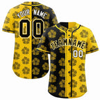 Custom Black Gold Split Fashion Flower Graffiti Pattern Authentic Baseball Jersey