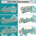Custom Aqua White Split Fashion Flower Graffiti Pattern Authentic Baseball Jersey