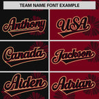 Custom Black Crimson Split Fashion Flower Graffiti Pattern Authentic Baseball Jersey