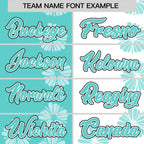 Custom Aqua White Split Fashion Flower Graffiti Pattern Authentic Baseball Jersey