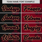 Custom Black Crimson Split Fashion Flower Graffiti Pattern Authentic Baseball Jersey