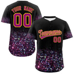 Custom Black Dark Pink Sparkle-Effect Pattern Gradient Fashion Authentic Baseball Jersey