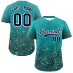 Custom Aqua Black Sparkle-Effect Pattern Gradient Fashion Authentic Baseball Jersey