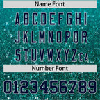 Custom Aqua Black Sparkle-Effect Pattern Gradient Fashion Authentic Baseball Jersey