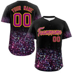 Custom Black Dark Pink Sparkle-Effect Pattern Gradient Fashion Authentic Baseball Jersey