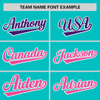 Custom Aqua Purple-Pink Personalized Gradient Font And Side Design Authentic Baseball Jersey