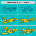 Custom Aqua Aqua-Gold Personalized Gradient Font And Side Design Authentic Baseball Jersey