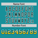 Custom Aqua Sky Blue-Gold Personalized Gradient Font And Side Design Authentic Baseball Jersey
