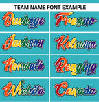 Custom Aqua LGBT Rainbow For Pride Month Raglan Sleeves Authentic Baseball Jersey