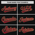 Custom Black Crimson Personalized Raglan Sleeves Design Authentic Baseball Jersey