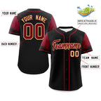 Custom Black Crimson Personalized Raglan Sleeves Design Authentic Baseball Jersey