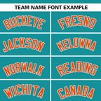 Custom Aqua Orange Stripe Fashion Raglan Sleeves Authentic Baseball Jersey