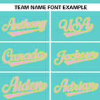 Custom Aqua Pink-White Stripe Fashion Raglan Sleeves Authentic Baseball Jersey