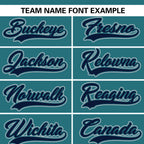 Custom Aqua Navy Stripe Fashion Raglan Sleeves Authentic Baseball Jersey