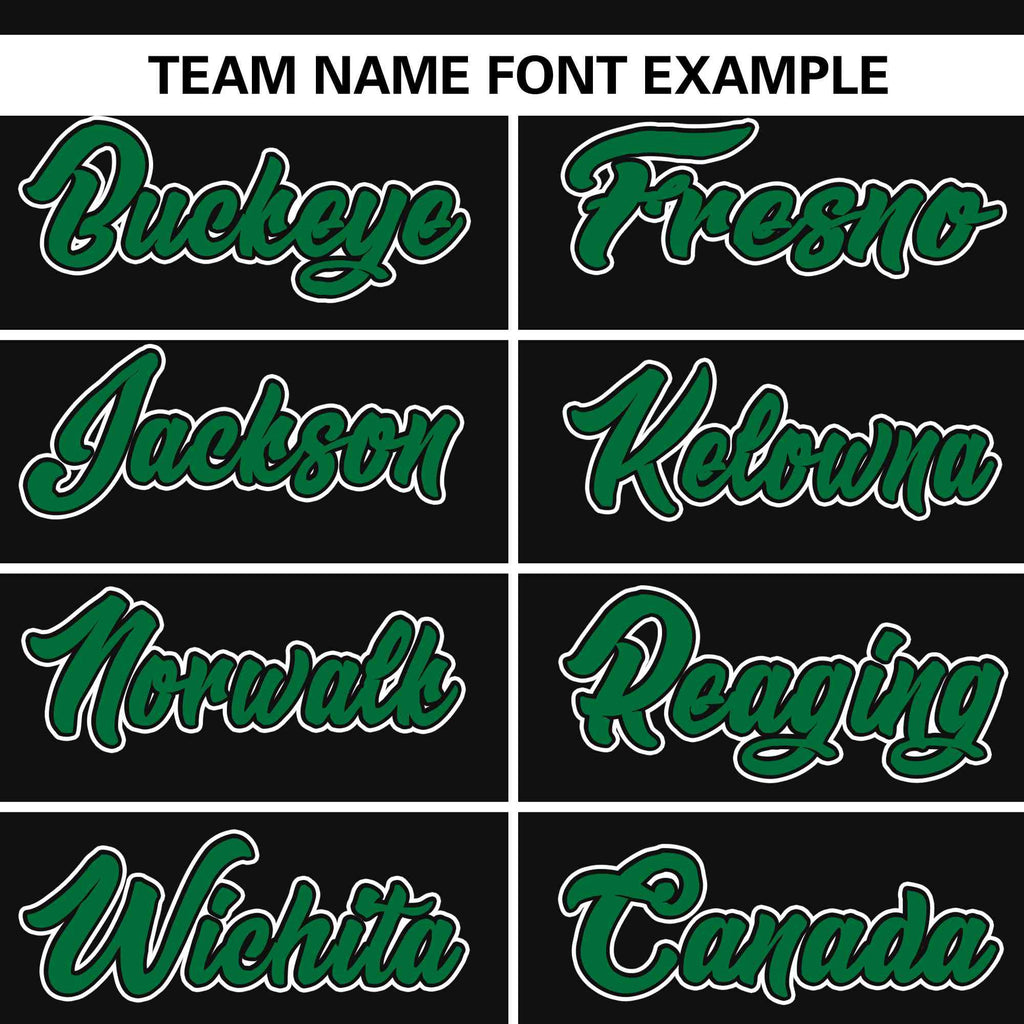 Custom Black Kelly Green-White Stripe Fashion Raglan Sleeves Authentic Baseball Jersey