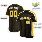 Custom Black Gold Pinstripe Personalized Side Two-tone Authentic Baseball Jersey