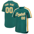 Custom Aqua Khaki Pinstripe Personalized Side Two-tone Authentic Baseball Jersey