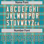 Custom Aqua Personalized Plaid Design Authentic Baseball Jersey