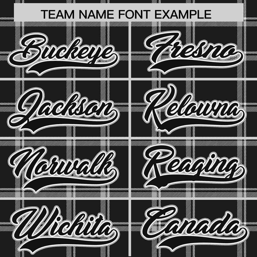 Custom Black Gray Personalized Plaid Design Authentic Baseball Jersey
