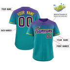 Custom Aqua Purple Gradient Fashion Design Authentic Baseball Jersey