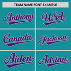 Custom Aqua Purple-Gray Personalized Raglan Sleeves Authentic Baseball Jersey