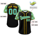 Custom Black Bright Green-Gold Personalized Raglan Sleeves Authentic Baseball Jersey