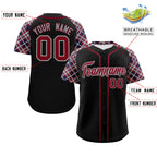 Custom Black Crimson-Dark Gray Personalized Raglan Sleeves Authentic Baseball Jersey