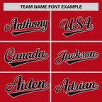 Custom Red Black-White Stripe Fashion Raglan Sleeves Authentic Two-Button Softball Jersey