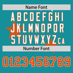 Custom Aqua Orange Personalized Star Graffiti Pattern Authentic Two-Button Baseball Jersey