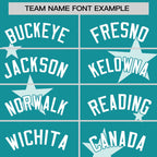 Custom Aqua White Personalized Star Graffiti Pattern Authentic Two-Button Baseball Jersey