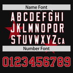 Custom Black Red Personalized Star Graffiti Pattern Authentic Two-Button Baseball Jersey