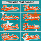 Custom Aqua Orange Personalized Star Graffiti Pattern Authentic Two-Button Baseball Jersey