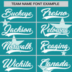 Custom Aqua White Personalized Star Graffiti Pattern Authentic Two-Button Baseball Jersey