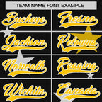 Custom Black Gold Personalized Star Graffiti Pattern Authentic Two-Button Baseball Jersey