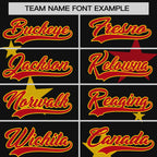 Custom Black Red Personalized Star Graffiti Pattern Authentic Two-Button Baseball Jersey