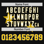 Custom Black Gold Personalized Star Graffiti Pattern Authentic Two-Button Baseball Jersey