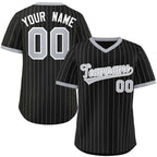 Custom Black Gray Stripe Fashion Authentic Pullover Baseball Jersey