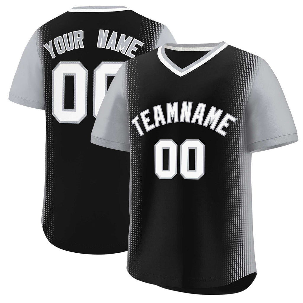 Custom Black Gray Personalized Raglan Sleeves Authentic Pullover Baseball Jersey