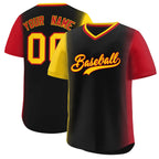 Custom Black Gold-Red Personalized Raglan Sleeves Authentic Pullover Baseball Jersey