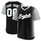 Custom Black Gray Personalized Raglan Sleeves Authentic Pullover Baseball Jersey