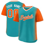 Custom Aqua Orange Personalized Raglan Sleeves Authentic Pullover Baseball Jersey
