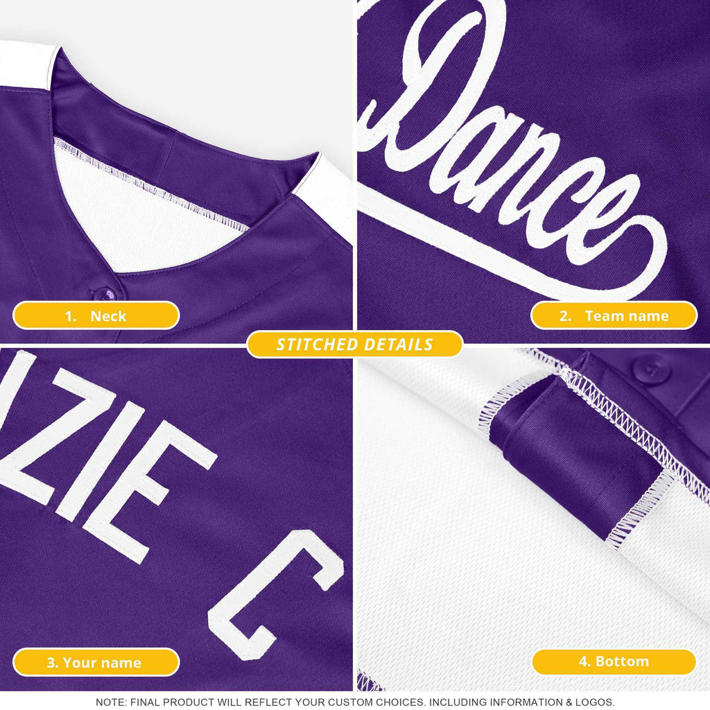 Custom Black Purple-White Raglan Sleeves Authentic Baseball Jersey