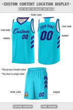 Custom Aqua Royal Classic Sets Sports Uniform Basketball Jersey