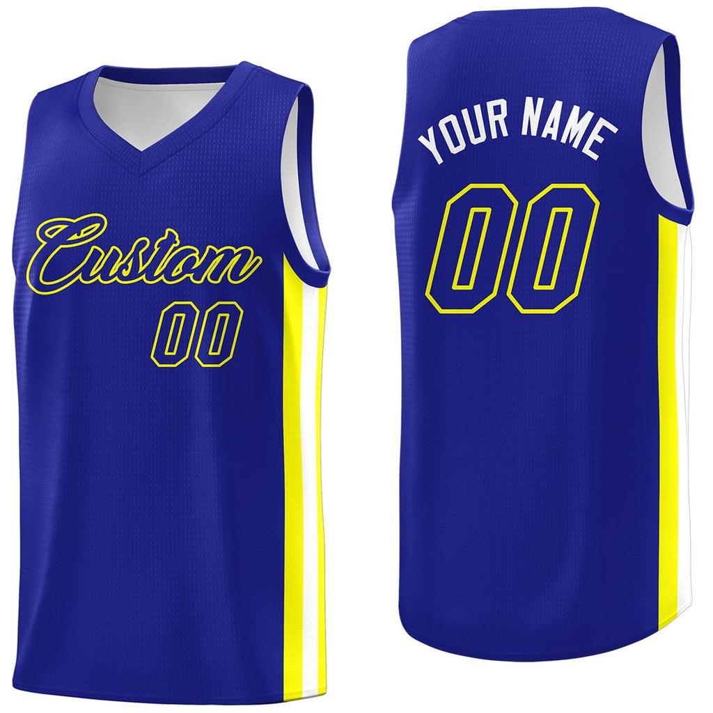 Custom Royal Yellow Classic Tops Men/Boy Athletic Basketball Jersey
