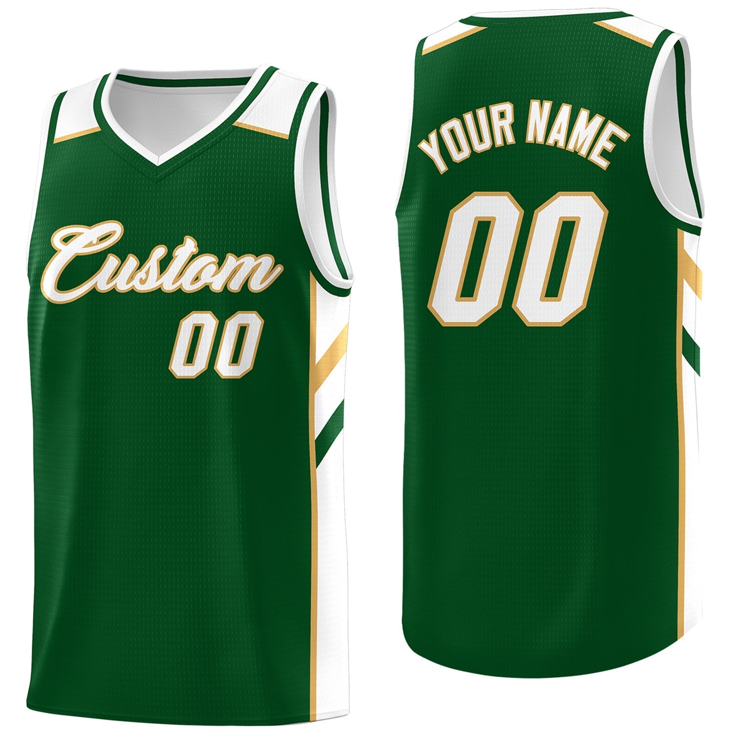 Custom Green White-Yellow Classic Tops Breathable Basketball Jersey