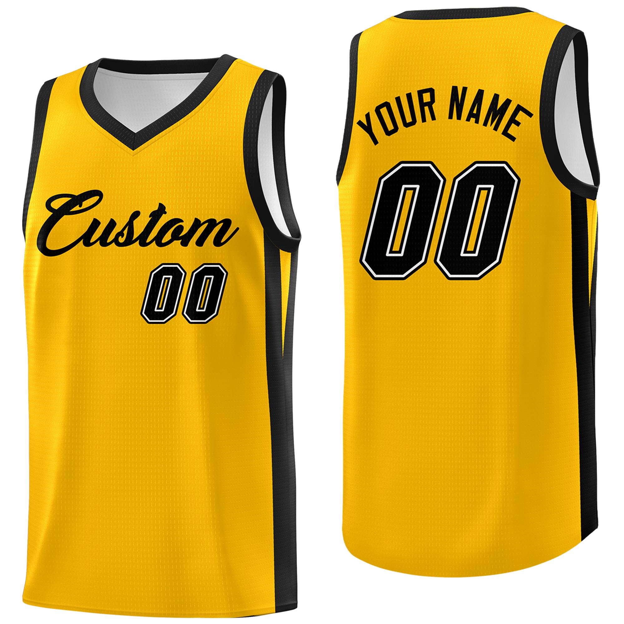 Custom Yellow Black Classic Tops Basketball Jersey