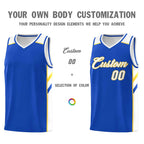 Custom Blue White-Yellow Classic Tops Style Mesh Sport Basketball Jersey
